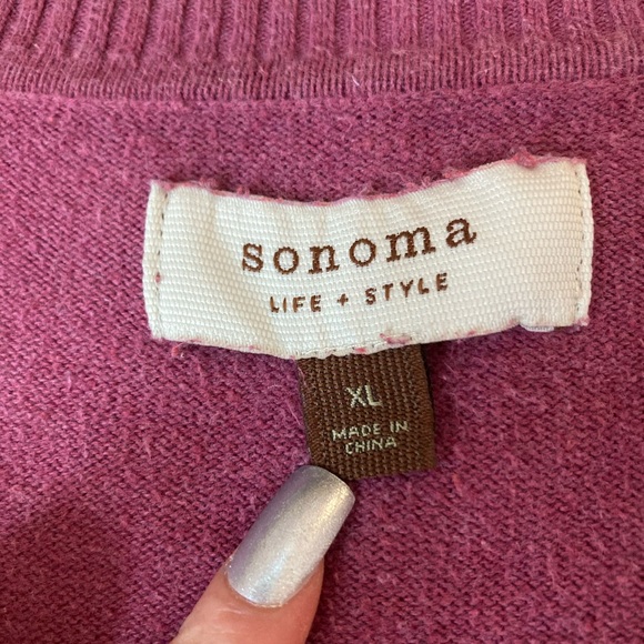 Sonoma Women's Purple Embroidered Cardigan Sweater - Picture 2 of 5